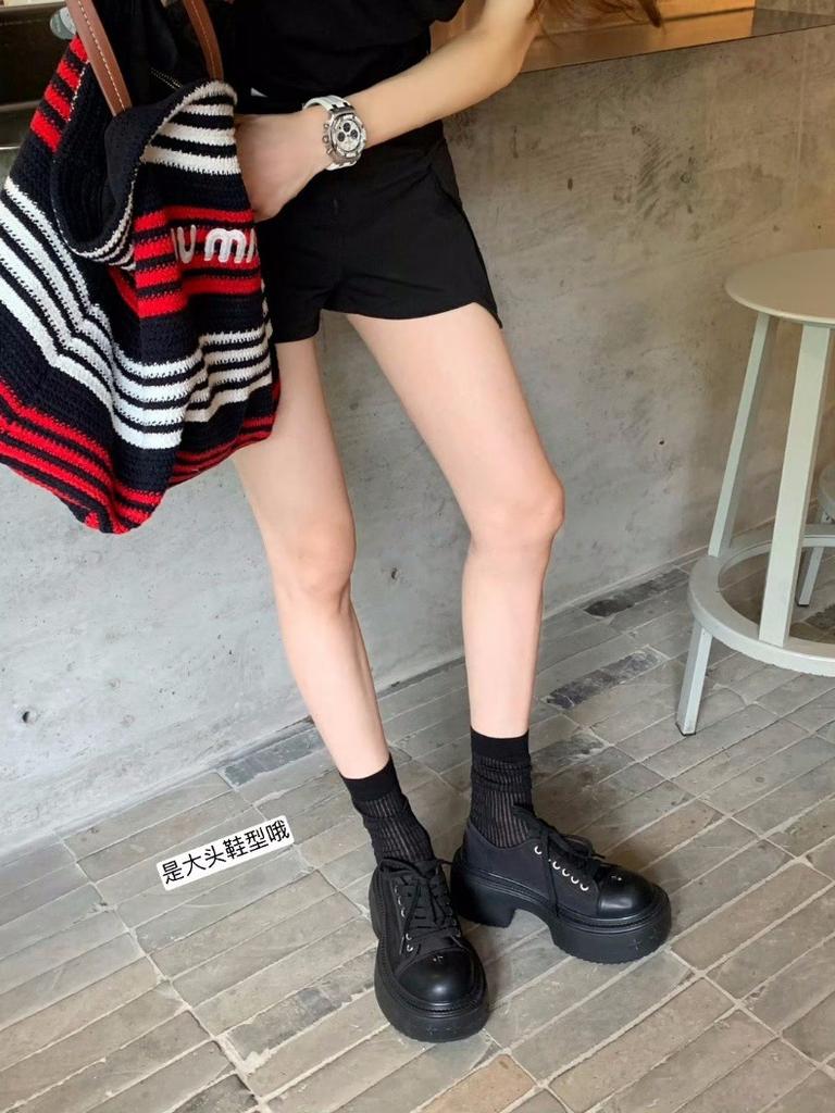 Sheepskin Version~ 8cm Thick-soled Large Round Head Casual Canvas Shoes Women's Small Leather Muffin Shoes Board Shoes Sports Shoes