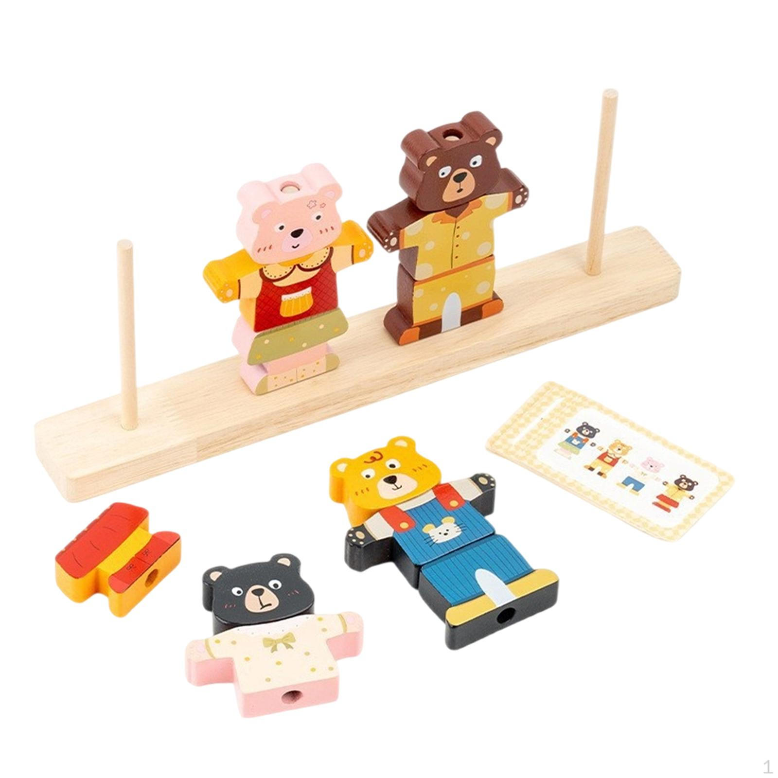 

Matching Toy Bear Dress up Puzzle for Children Early Childhood Education Color Recognition Wooden