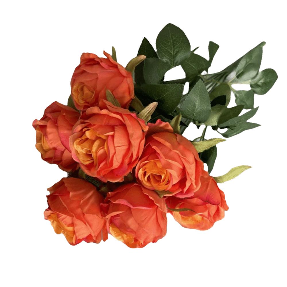 Multicolor Rose Artificial Flower 9 Heads Silk Petal Faux Rose Green Leaves Desktop Ornament Flower Bouquet Home Decoration
