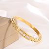 Fashionable Stainless Steel Inlaid Zirconium Copper Money Bracelet for Women Gold Cut Hollow Bracelet Party Daily Jewelry