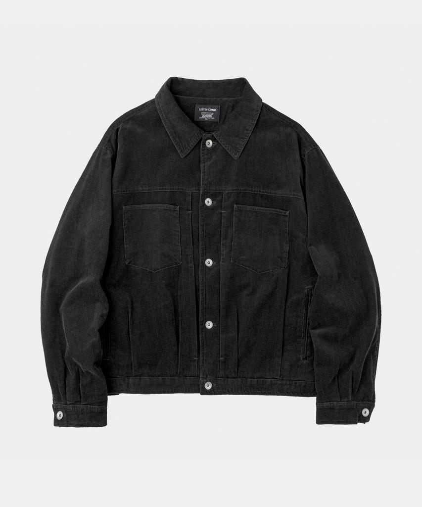 Lettercomo Soft Corduroy Trucker Jacket Black