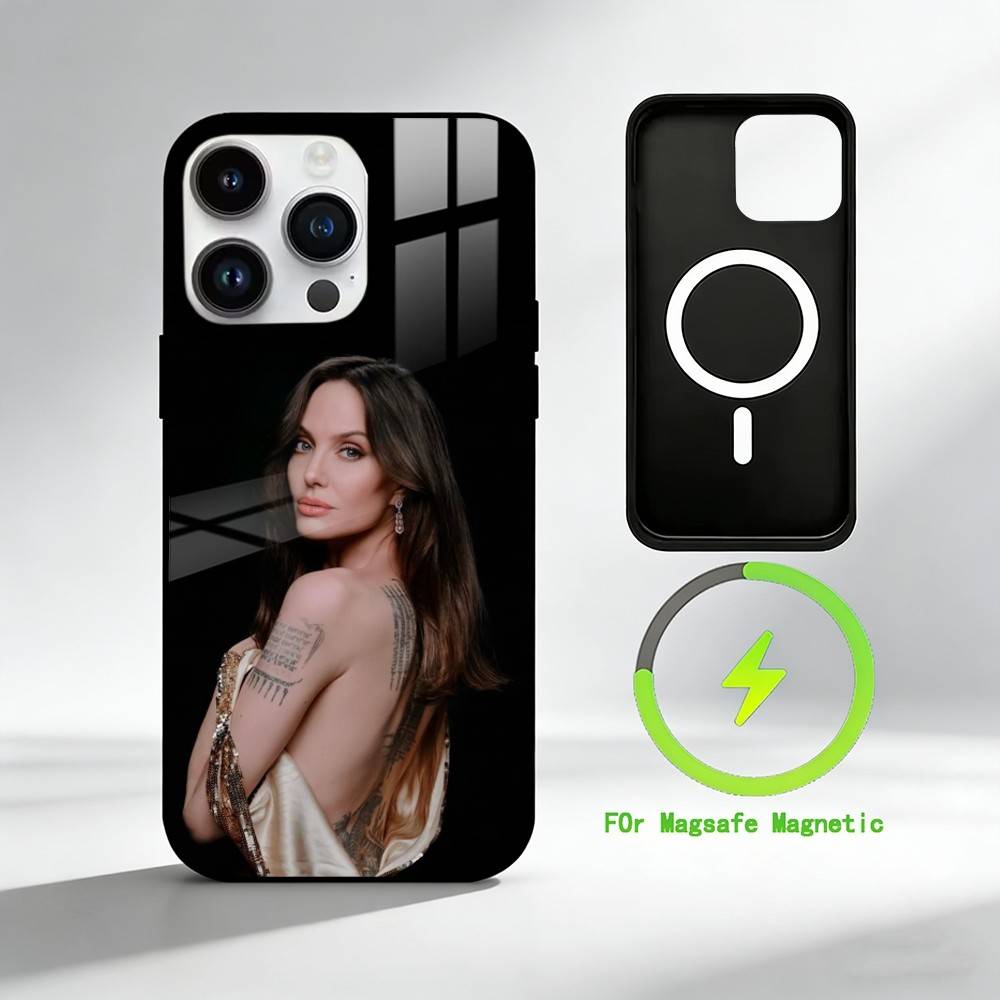 

A-Angelina Jolie Phone Case For iPhone 17 16 15 14 13 12 Pro Max Plus for Mirror Wireless Magnetic Cover iPhone12mini