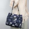 Large capacity gothic skull print tote bag versatile simple fashion shoulder bag
