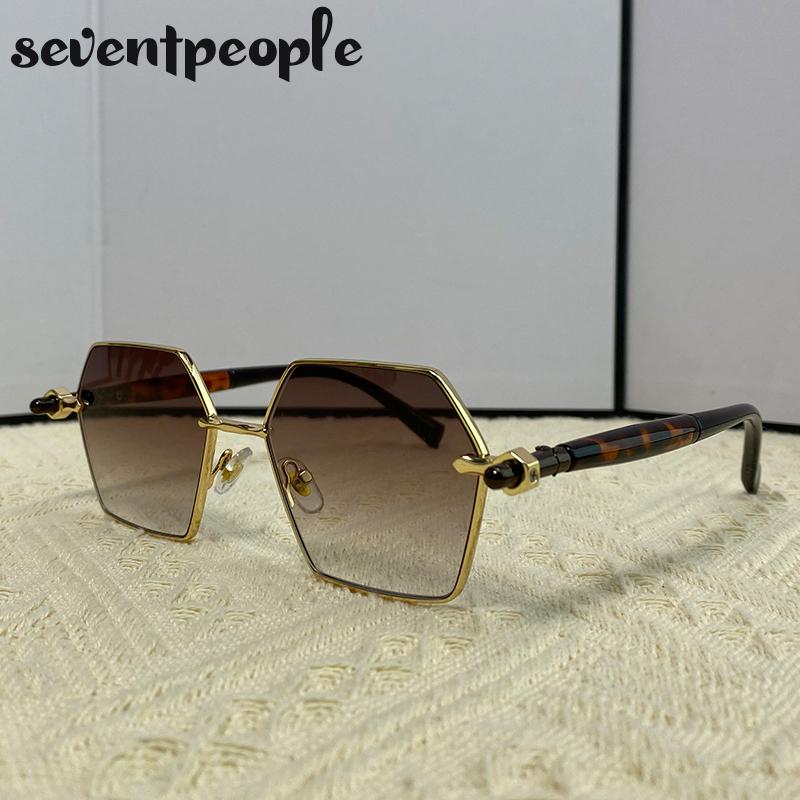 Vintage Small Hexagon Sunglasses Women Men  Luxury Brand Classic Metal Frame Polygon Eyewear UV400 Protection Outdoor Shades