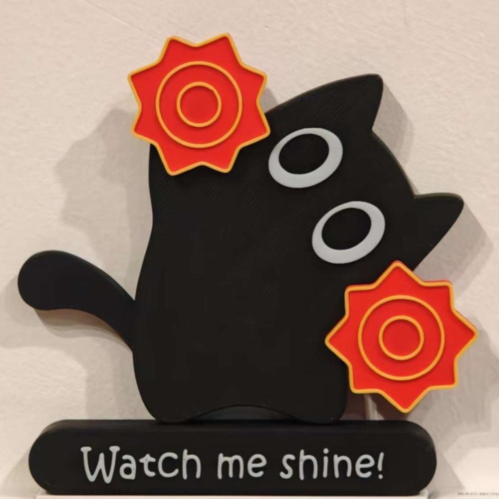 

Handmade Spinning Cat Magnet Cartoon Cat Rotating Magnet Black Cat Ornament Desk Toy Style A