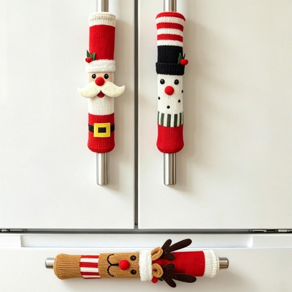 Snowman Refrigerator Door Handle Covers Christmas Microwave Oven Handle Covers  Festive Decorative