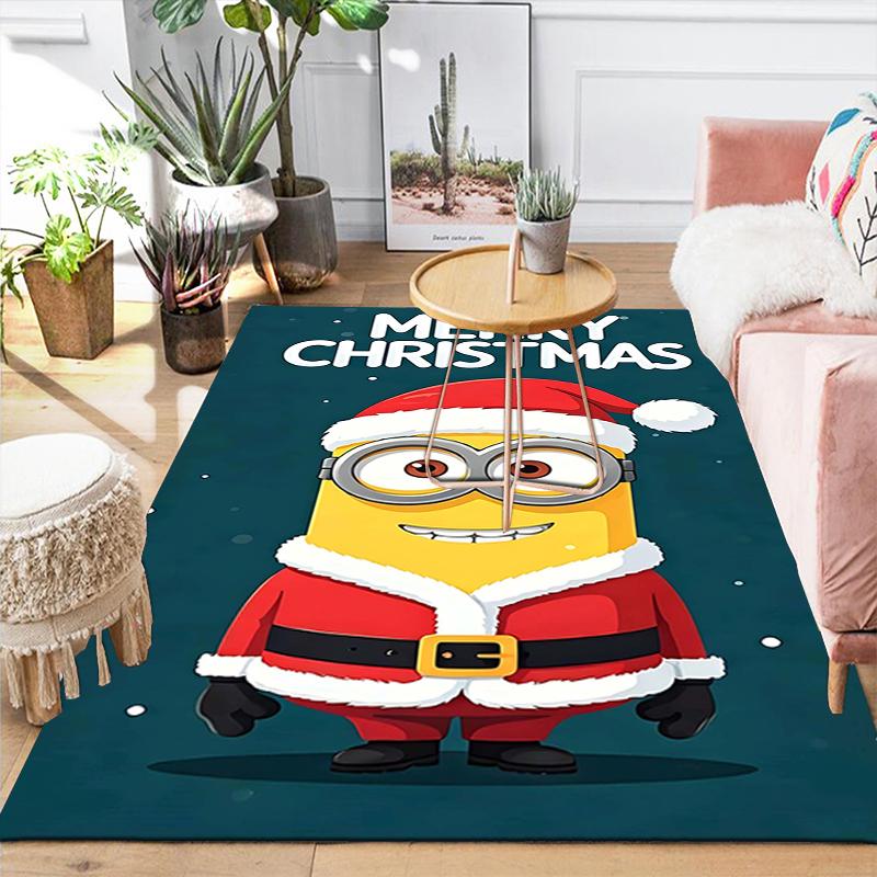 1Pc Christmas Minions Celebration Rug Office Carpet Indoor Outdoor Doormat Nonslip Soft And Comfortable Living Room Christmas Halloween Gift D91858