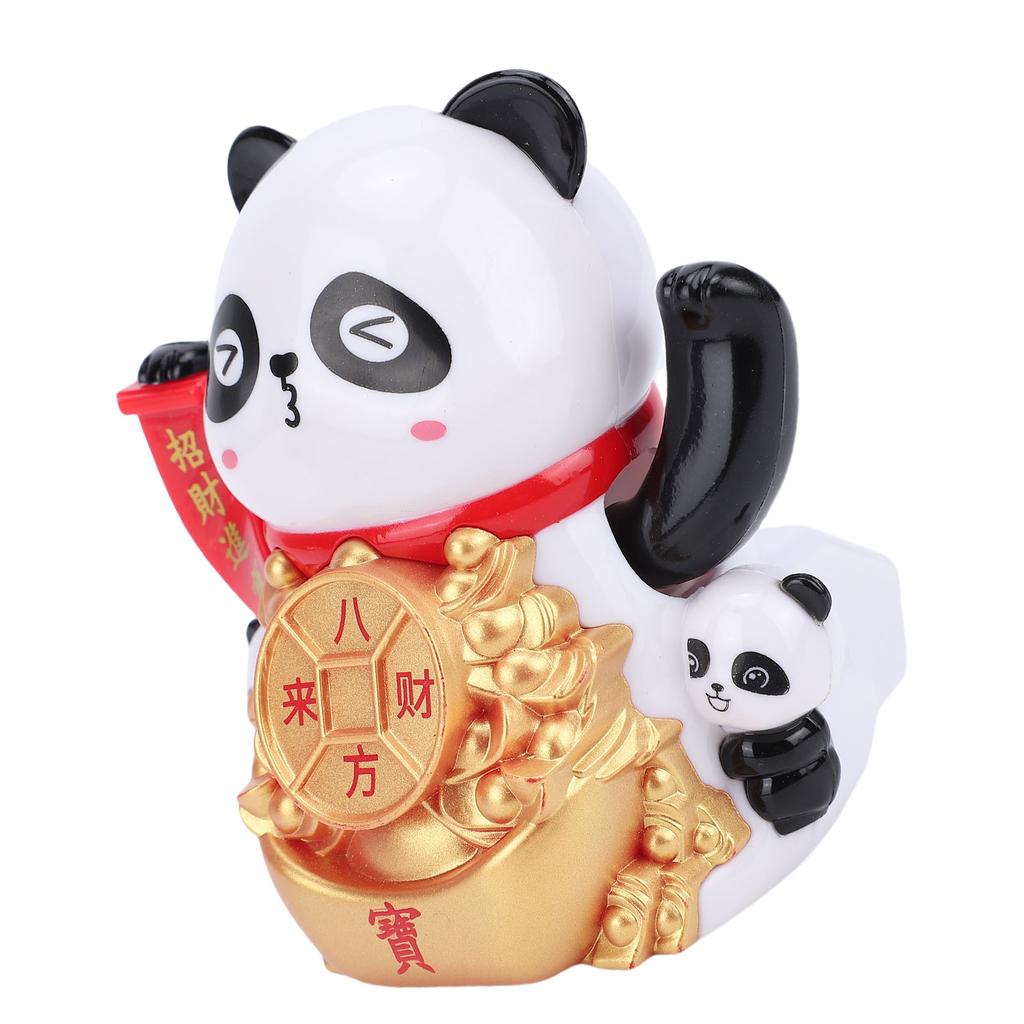 Figurină Panda cu Energie Solară Ornament Mână Oscilantă Automată pentru Bordul Mașinii Birou Decor Birou Casier