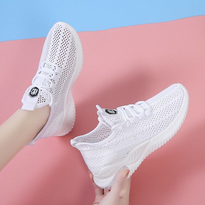 

2024 весна и осень новые кроссовки на плоской подошве из сетки fly-knit женские повседневные легкие кроссовки на мягкой подошве женские кроссовки для бега 40