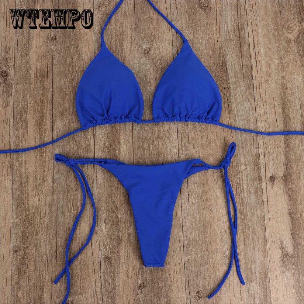 WTEMPO Women Bandeau Bandage Beachwear Swimsuit Bikini Set Push-Up Brazilian Swimwear