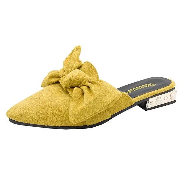 Fashion Low Heel Shoes Pointed Toe Slides Original New Style Casual Shoe 2025 Luxury Slip-resistant Women's Slippers and Ladies Sandals