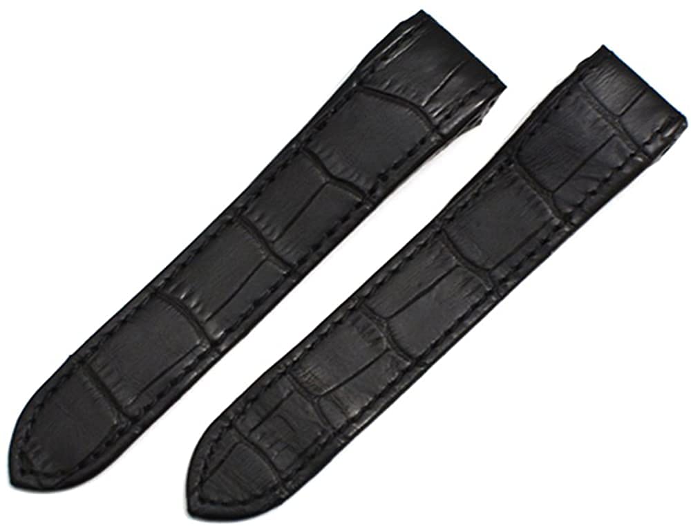 

[Import King Original] Watch Parts - Compatible with Cartier - Aftermarket Strap for Santos 100 MM - Embossed Crocodile Leather, Black, 20mm