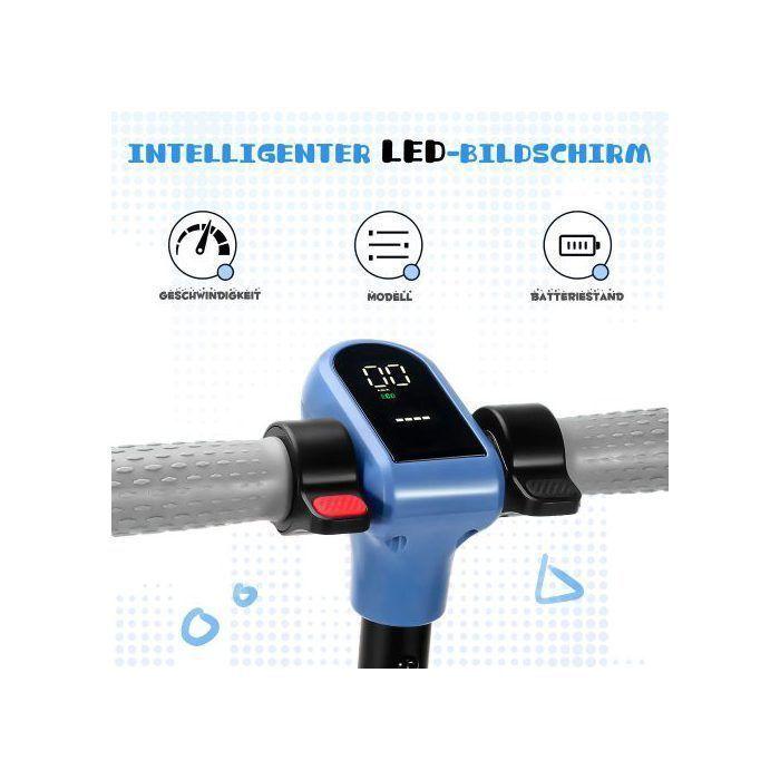 Trottinette - LEAWIN - Autonomie 5-8 KM - Max 14KM/H - Bluetooth - Frein électronique - Bleu