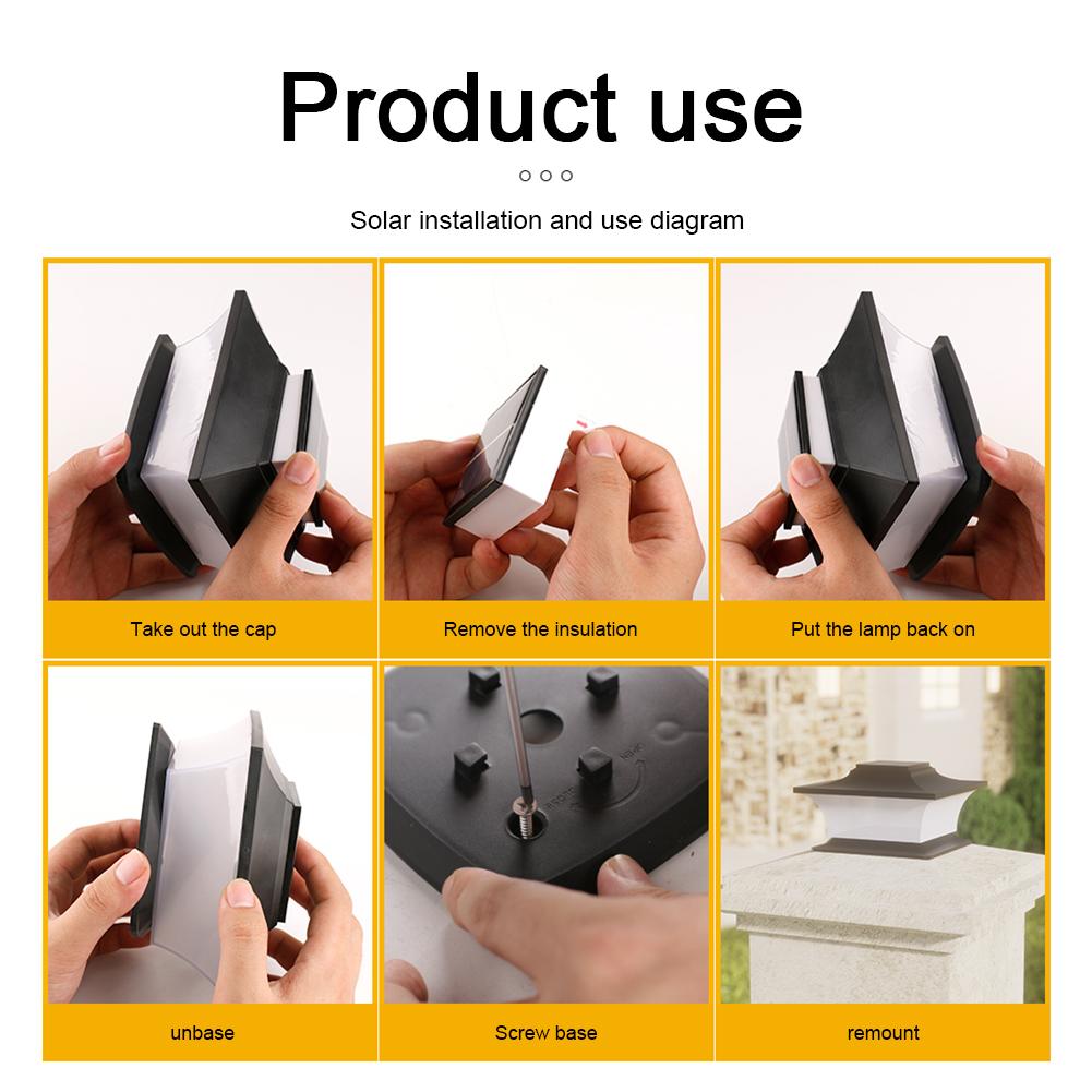 Solar Post Cap Light Solar Powered Post Light Waterproof Outdoor LED Light Decorative Garden Lamp for Courtyard Cottage
