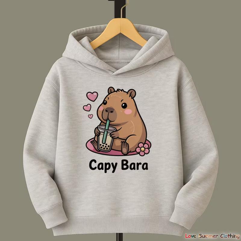 Roztomilá kapybara Rozkošné Kawaii dětské oblečení Teplé svetry a mikiny pro venkovní sporty na podzim a zimu pro dívky chlapce