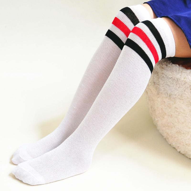 Children's Striped Mid-Calf School Uniform Socks - Football Performance High-Tops