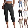 High Waist Loose Fit Wide Leg Cropped Pants with Pockets for Women Casual Outdoor Hiking Trousers Comfortable Lightweight