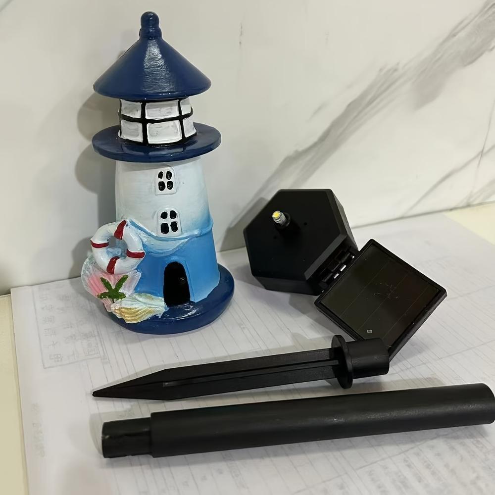 Solar Resin Sea Lighthouse LED Outdoor Lighting Decorative Landscape Light Solar Garden Light Lawn Light Suitable for Garden Lawn Festival Decoration