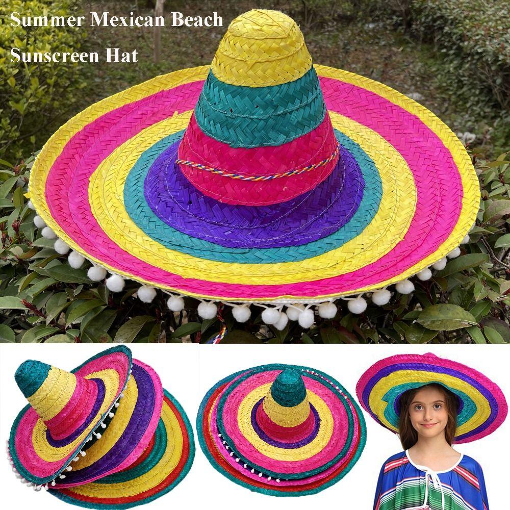 Unisex Mexican Beach Hat 58~60cm Drawstring Unisex Cap New Carnival Sharp Hat Men Women Outdoor