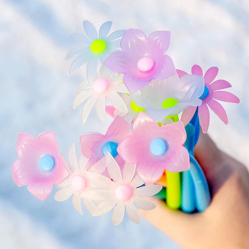 Creative Colorful Flower Neutral Pen Discolored By Light Gel Silicone Student Writing Signature Pen Children's Fun Pen