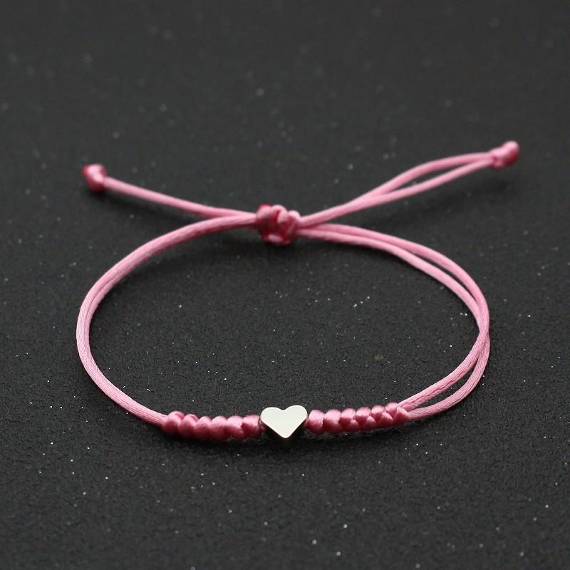 Tiny Heart Charm Bracelets for Women Girls Simple Blue Black Red Rope Chain Braided Bracelet Woven Jewelry Best Gifts Her