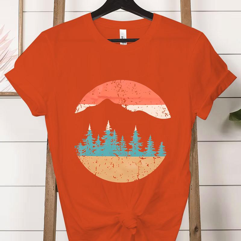 Vintage Adventure Mountain Graphic T Shirts Women Funny Nature Lover Gift Classic Tops Woman Adventure Outdoors Mountain Tshirt