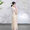 Sancai New Chinese Style Tasseled Burnout A-Line Long Dress