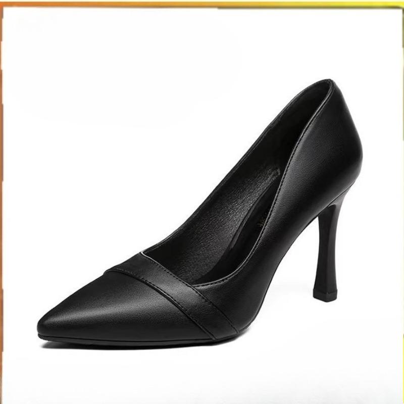 Chaussures à talons hauts - Nouveau style, talons fins, bout unique, chaussures en cuir à talon moyen