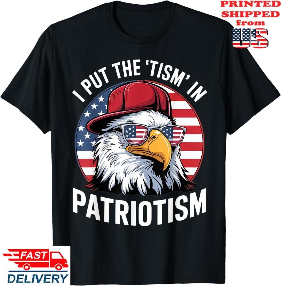 I Put The Tism in Patriotism Athletic American Bald Eagle T-Shirt, Unisex Tee Unisex T-Shirt M