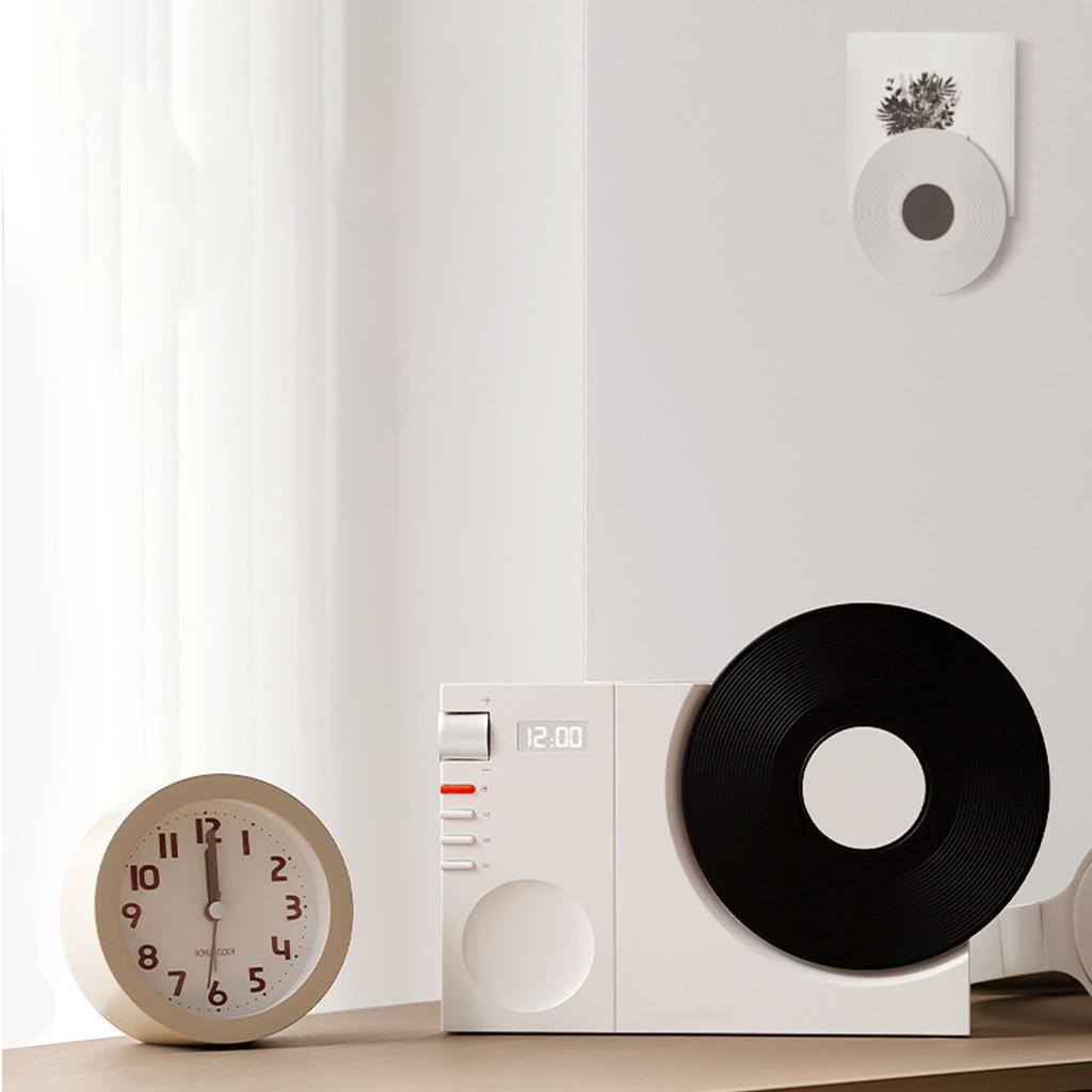 Retro Record Player   Speaker Wireless Miniature Speaker Portable Desktop Speaker Ornament with Memory Card Clock USB Charging for