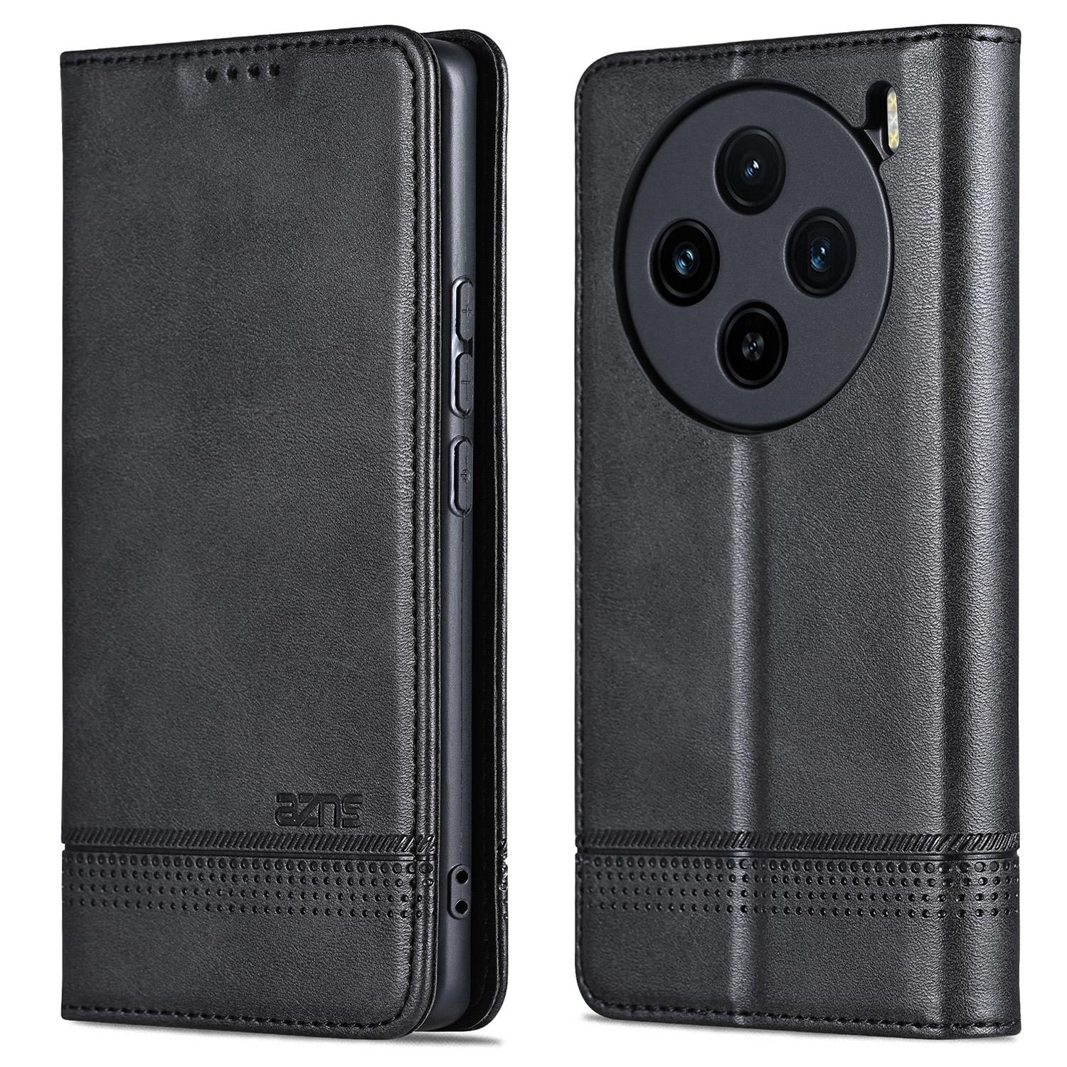 

For vivo X100s 5G Case Magnetic Auto Closing PU Leather Phone Wallet Cover Black