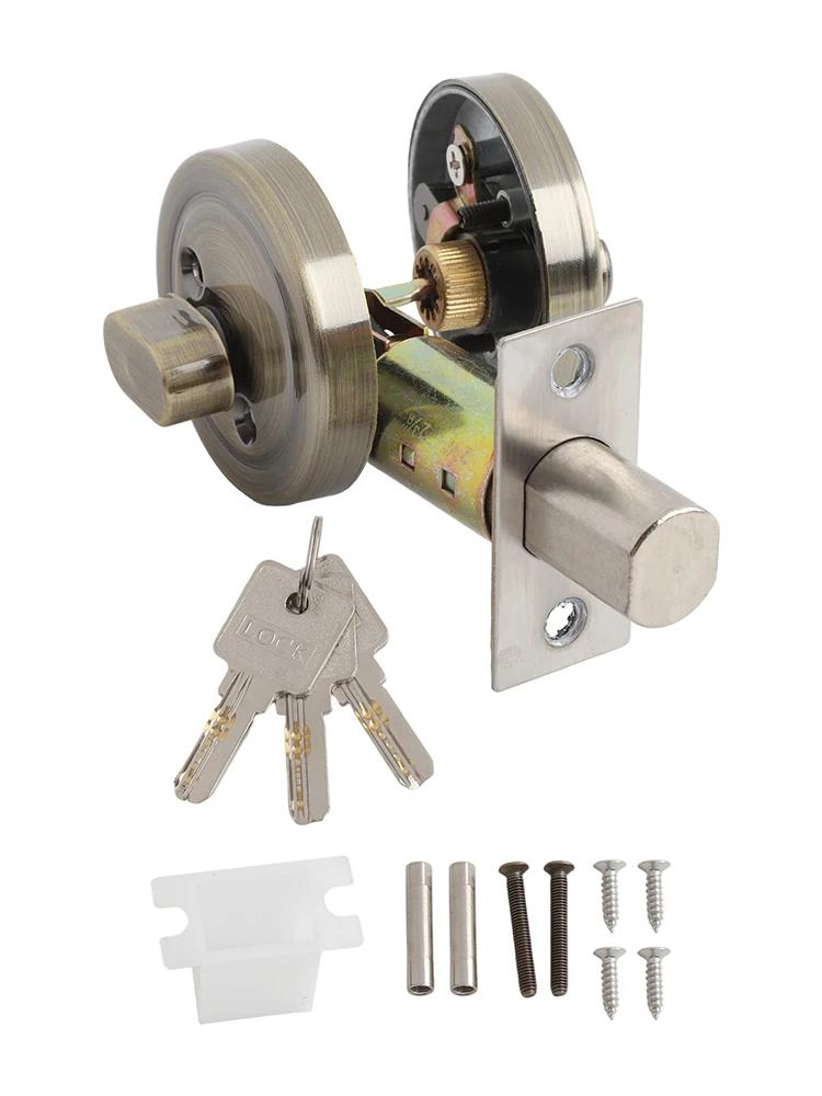 Door Lock Single Cylinder Deadbolt Round Security Lock With Keys Stainless Steel Home Door Locks For Front Door Entrance Door