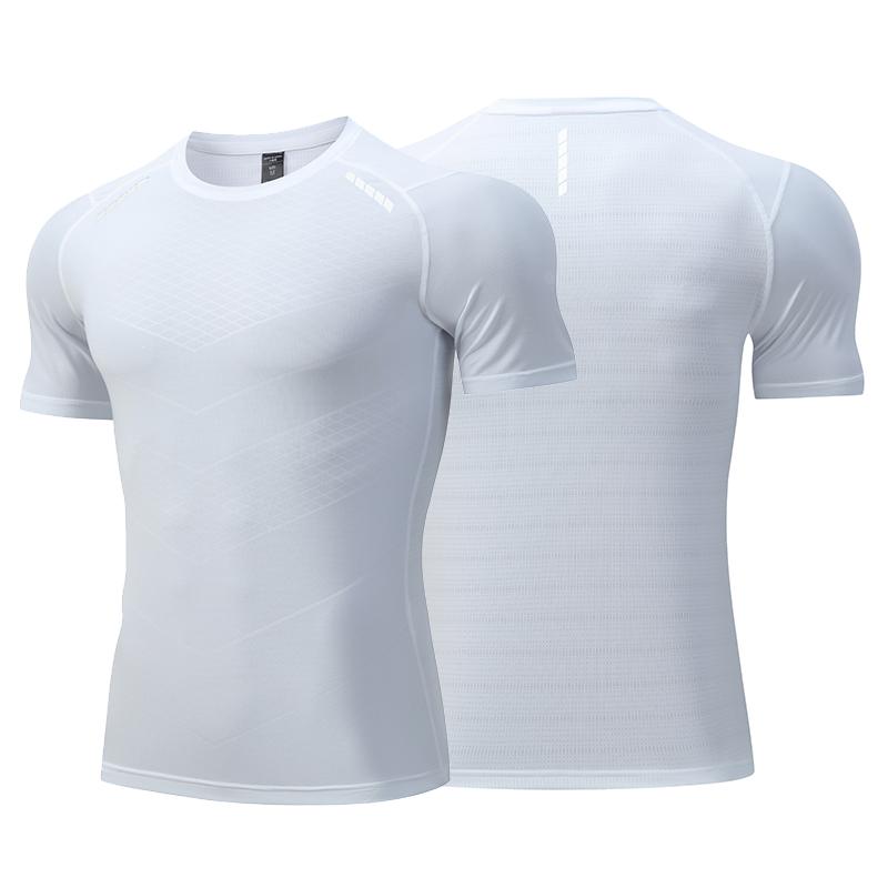 Men Thin Ice Silk Tops Running Short-sleeved Sports T-shirt Gym Fitness Muscle Training Sweatshirt Dry Fit Tight Tracksuits