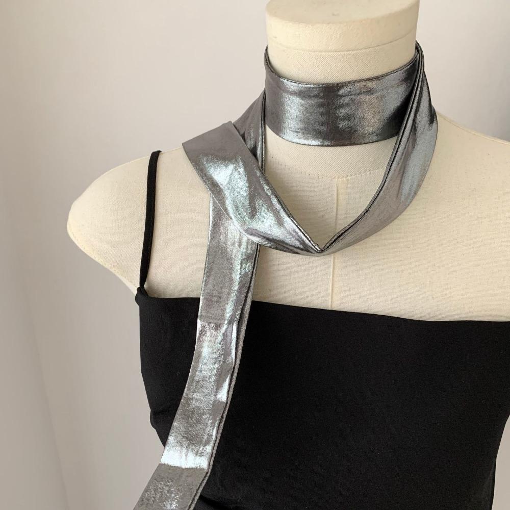 Hip Hop Laser Color Hair Band Soft Wrap Punk Bandana Fashion Liquid Silver Hair Scarf Girls