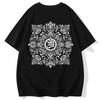 Japanese  Short Sleeve 100% Cotton Men's T-shirt Sanskrit Funny Graphic Print Tee Creative Style Loose Man Women Y2k Tops