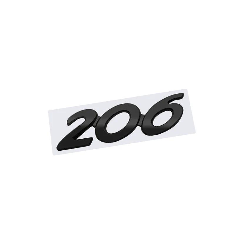 3D Glossy Black Chrome Silver Metal Logo Emblem Badge Decal Car Sticker for Peugeot 206 Car AccessoriesT