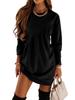  Autumn/Winter Women's Solid Color Long Sleeve Irregular Neck T-shirt Dress