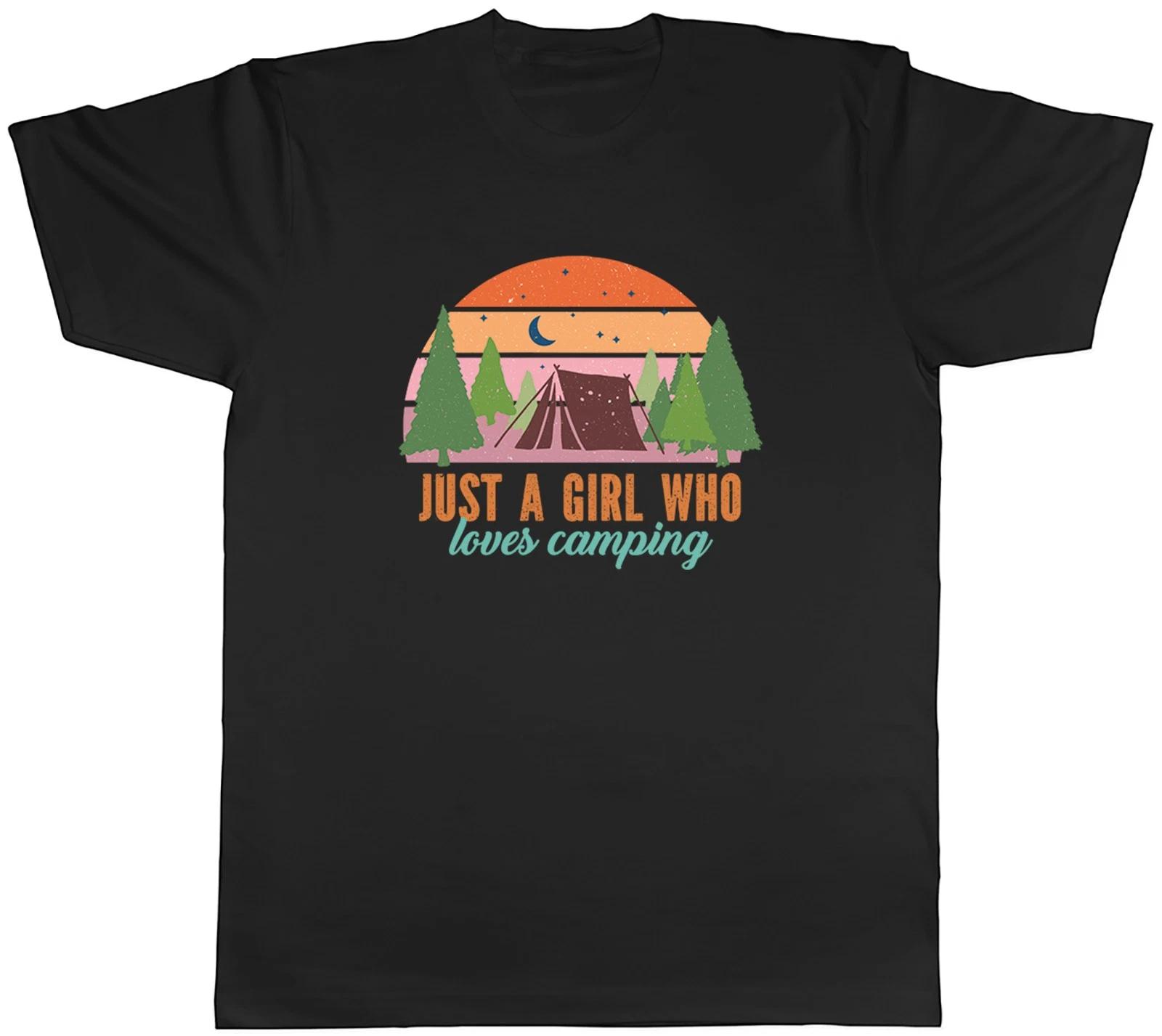 Just a Girl Who Loves Camping Mens T-Shirt Tee Gift Top L