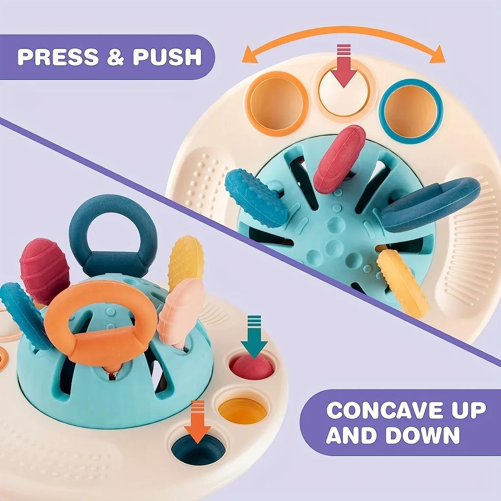 Baby Toys Montessori Silicone Toy Travel Pull String Toy Developing Fine Motor Skill Multi-Sensory Activity Toy Gift