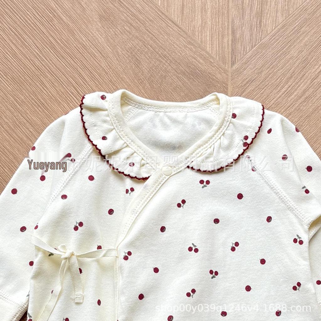 Neugeborenen Baby Strampler mit offenem Schritt: Haremshose mit Bindeband und Langarm-Anzug für Frühling, Herbst und Winter