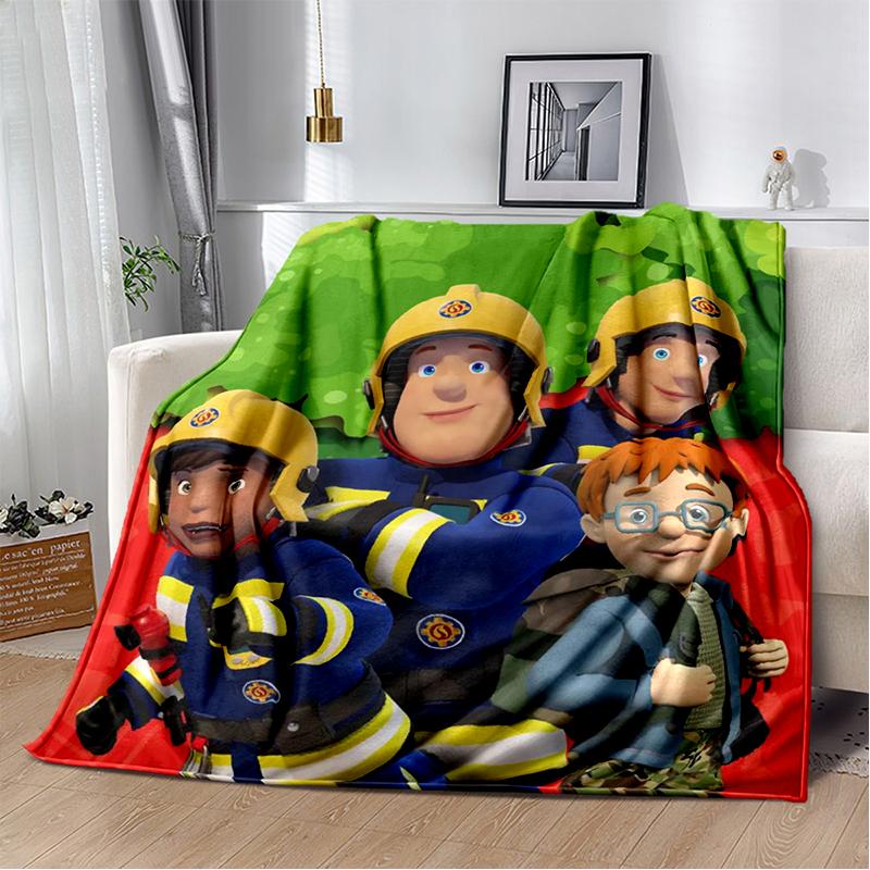 Pătură Copii Desen Animat Sam Pompierul Clasic 3D, Pătură Moale pentru Casă Dormitor Pat Canapea Călătorie Picnic Husa Cadou Copii