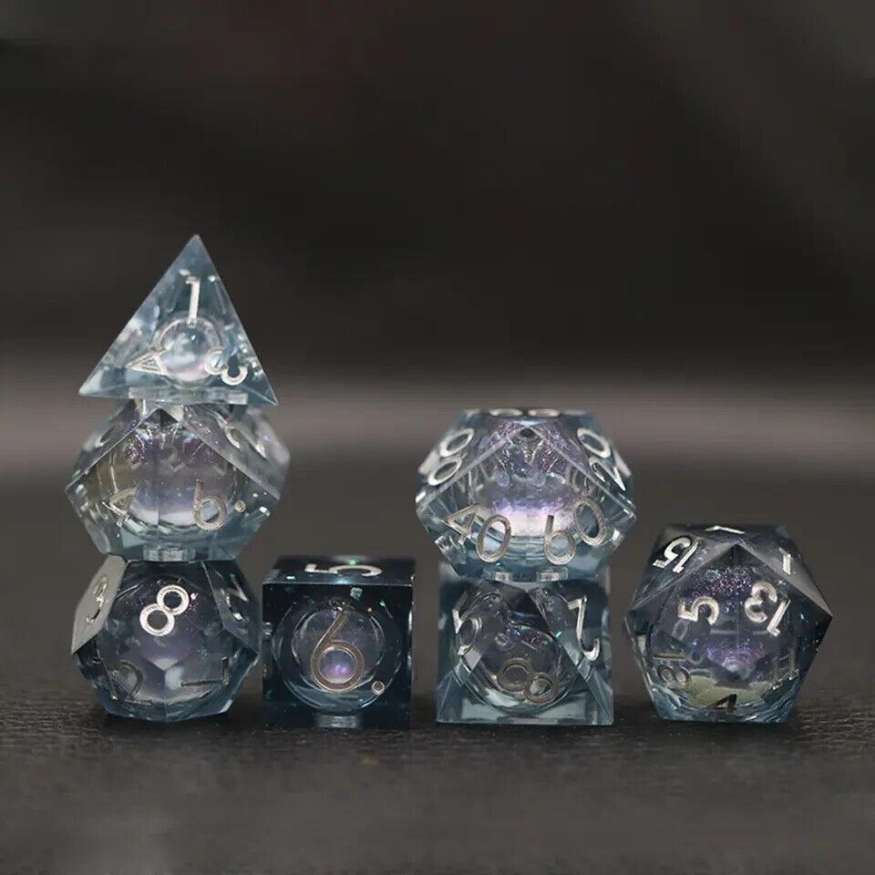 Gray & Black Liquid Core Dice Set for D&D Pathfinder RPG