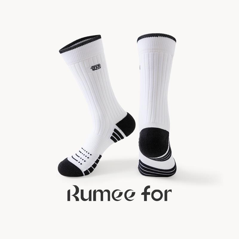 6 Pairs of Men's Embroidered Thick Towel Bottom Sports Anti Skid Shock Absorption Basketball Socks