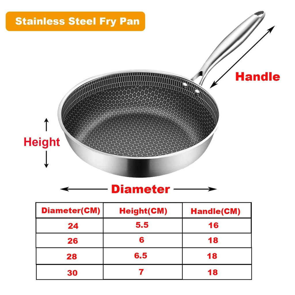 Frying Pans 316 Stainless Steel Skillet Honeycomb Wok Pan Induction Cooker