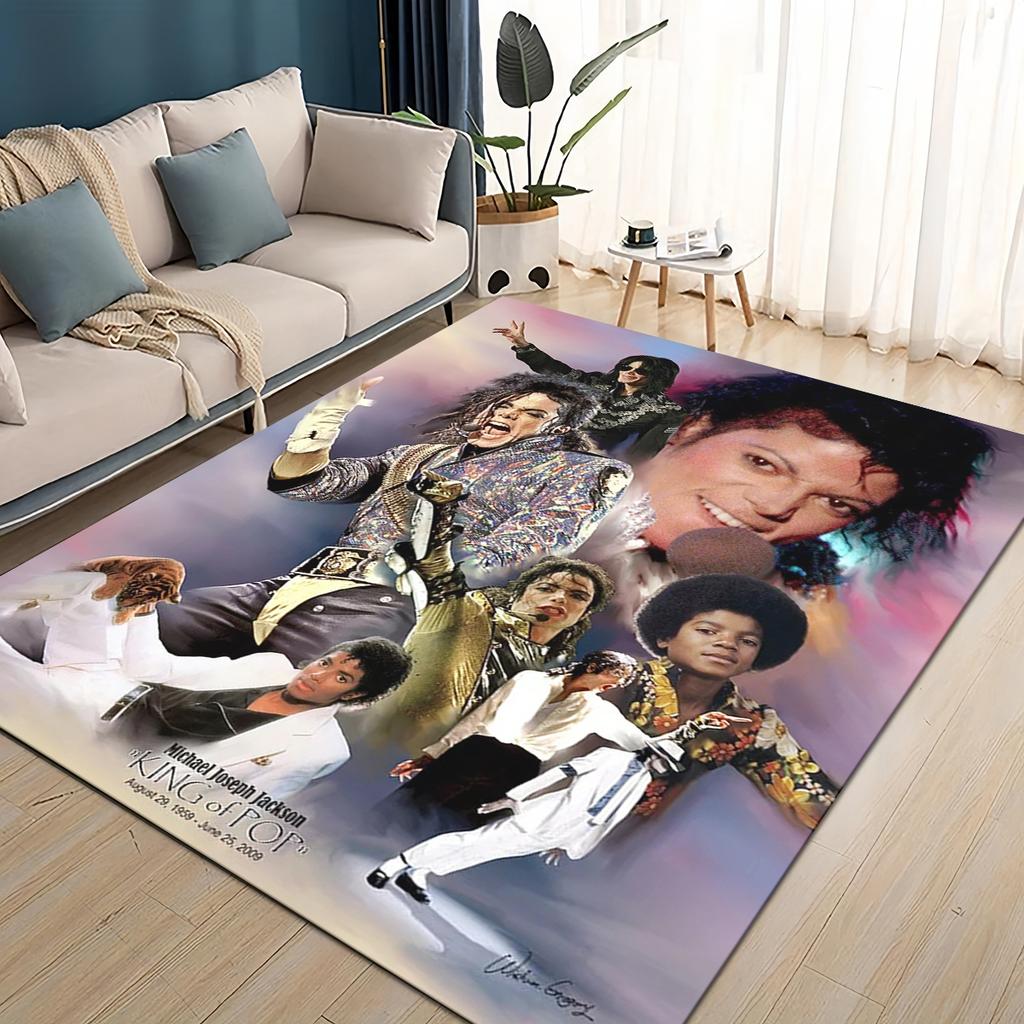 Neuer Stil Michael Jackson King of Pop MJ Teppich für Wohnzimmer Schlafzimmer Zuhause Sofa Dekoration, Rutschfeste Bodenmatte für Kinder
