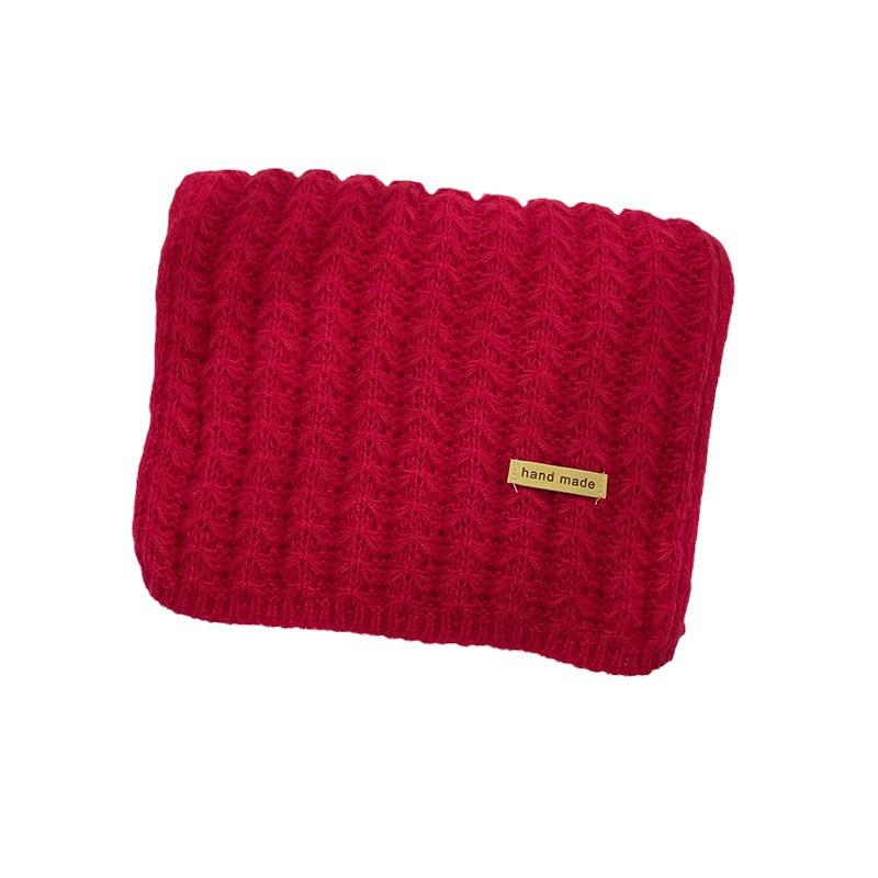 Wollstrickschal - Herbst/Winter Koreanischer Stil, Einfarbig, Vielseitiges Rot, Hochwertiger Nackenwärmer für Damen