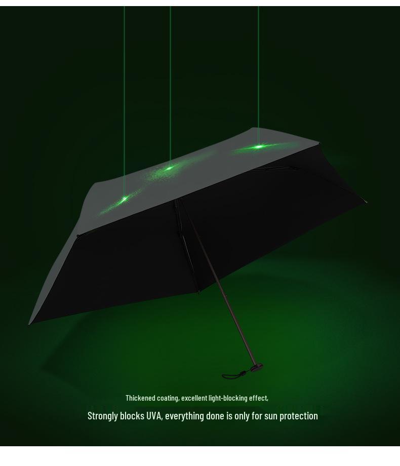 103g Carbon Fiber Mini Parasol - Black, UV-Protection, Folding Sunshade Umbrella for Women