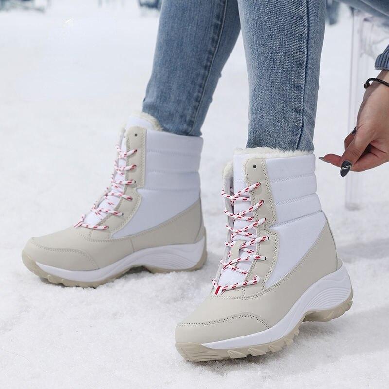 Women Boots Winter Waterproof Snow Boots Fur Women Platform Shoes Slip On Woman Ankle Boots Plush Warm Winter Female Shoes