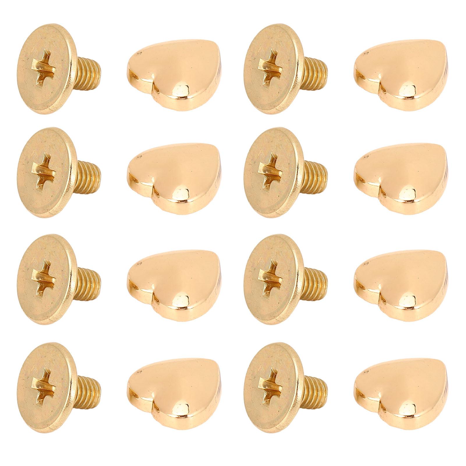 

20 шт. заклепок в форме сердца 8 мм из цинкового сплава с винтами PH для ремней сумок головных уборов одежды золотой