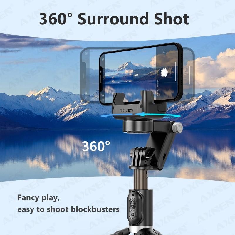 Q18 Smartphone Selfie Stick Gimbal Stabilizer 360° Surround Shot Desktop Tripod with Fill Light for Android IOS
